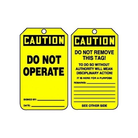 Accuform Safety Tags, DANGER DO NOT OPERATE, 8.5in x 3.875in, RP-Plastic, 5PK MDT672PTM